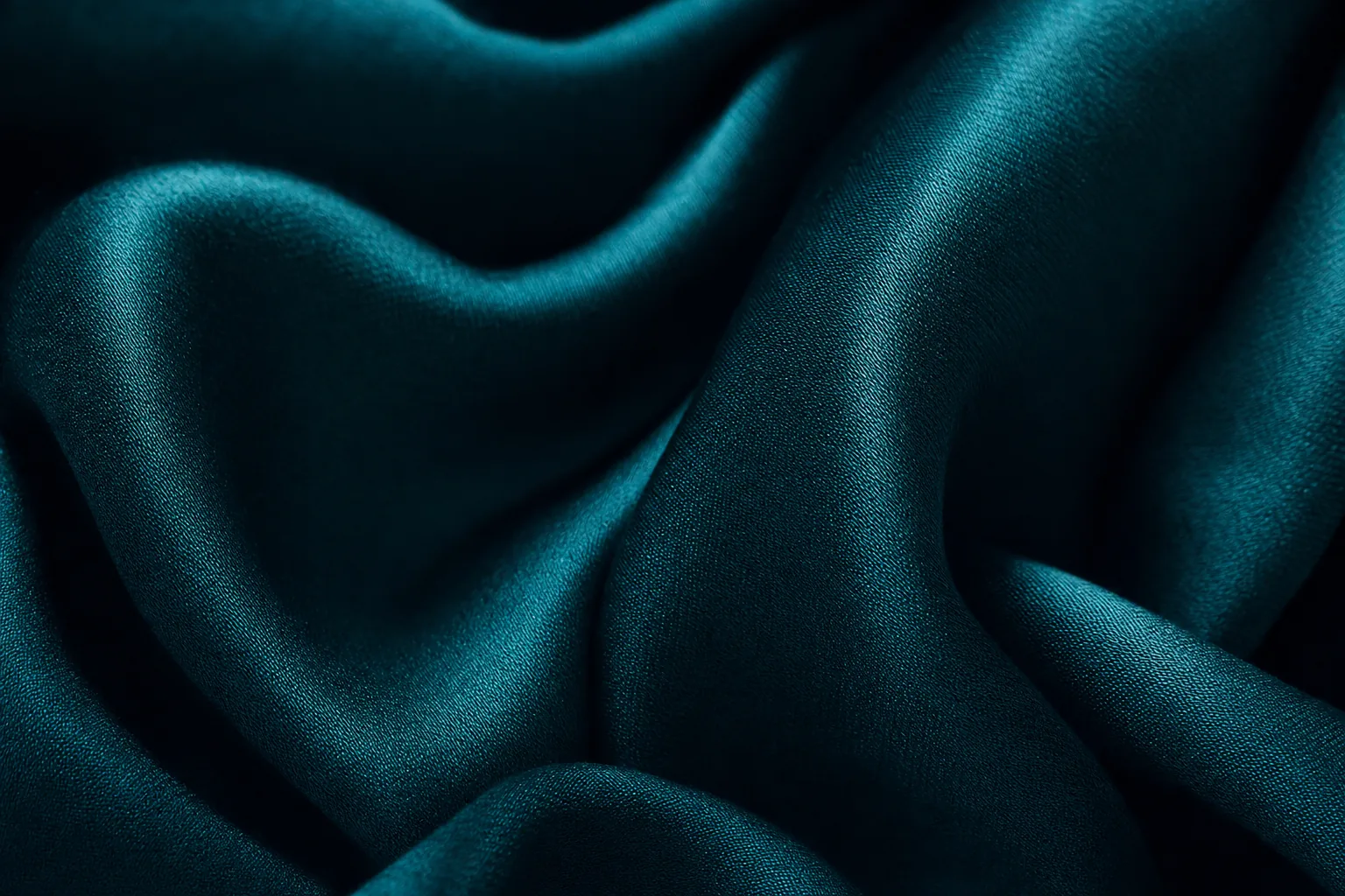 Ocean teal washed silk satin, in close